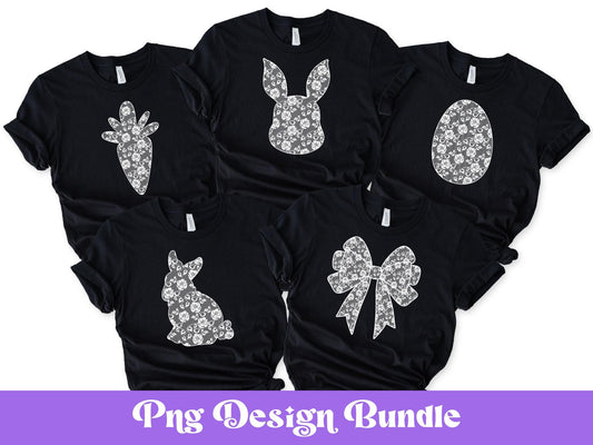 Floral Lace Easter PNG Bundle: Shirt Design, Sublimation (Digital File)