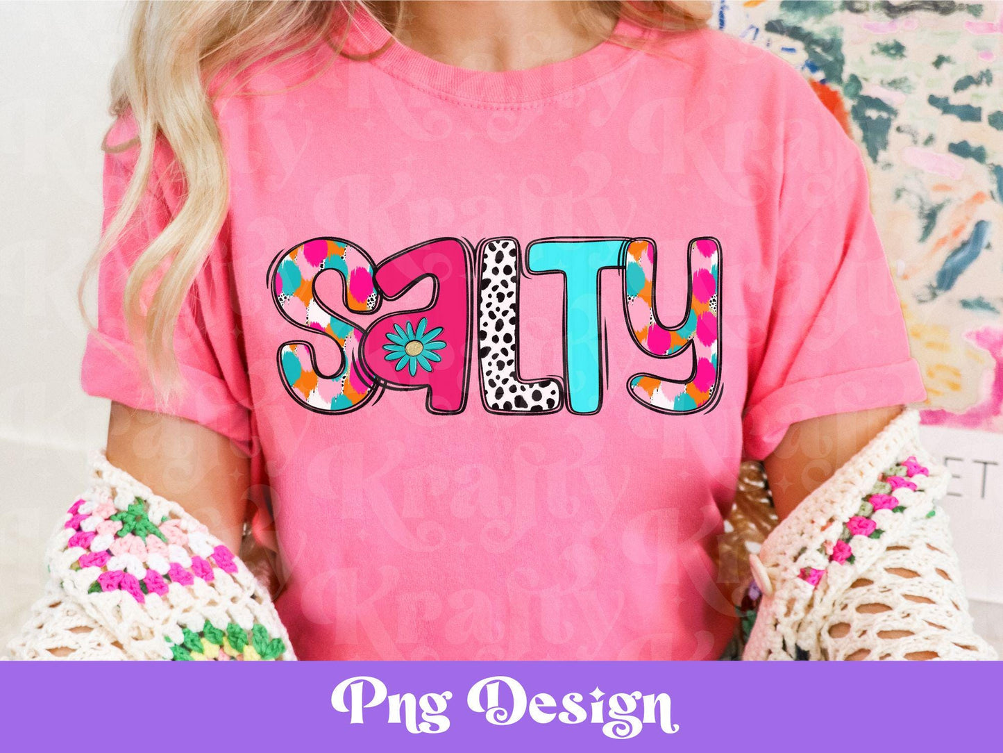 Preppy Salty PNG Design: Retro Beach Babe Sublimation (Digital File)