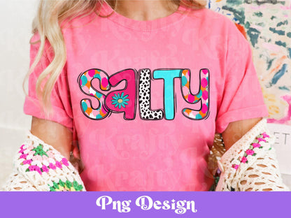 Preppy Salty PNG Design: Retro Beach Babe Sublimation (Digital File)