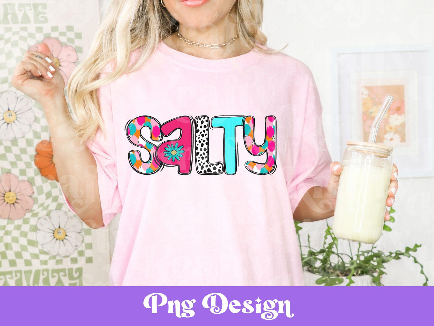 Preppy Salty PNG Design: Retro Beach Babe Sublimation (Digital File)