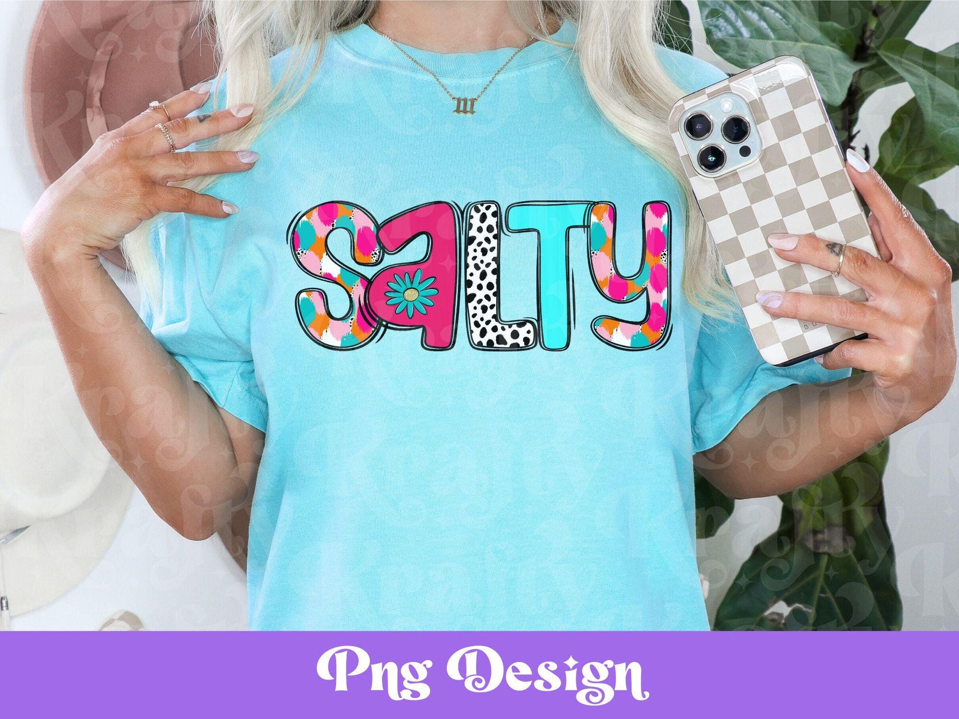 Preppy Salty PNG Design: Retro Beach Babe Sublimation (Digital File)