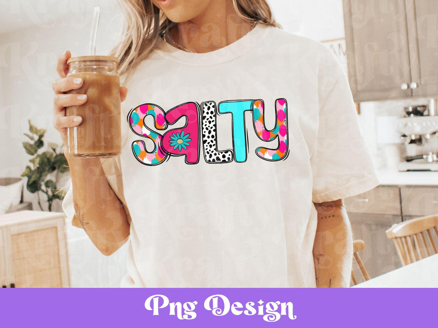 Preppy Salty PNG Design: Retro Beach Babe Sublimation (Digital File)