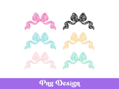 Floral Lace Bow PNG: Coquette Shirt Design, Sublimation (Digital File)