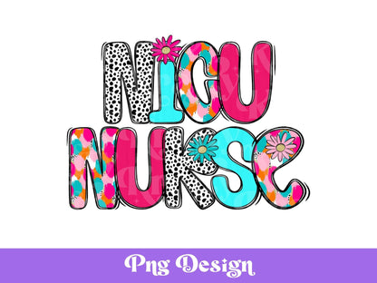 NICU Nurse Dalmatian Dots PNG: Floral Sublimation Design (Digital File)