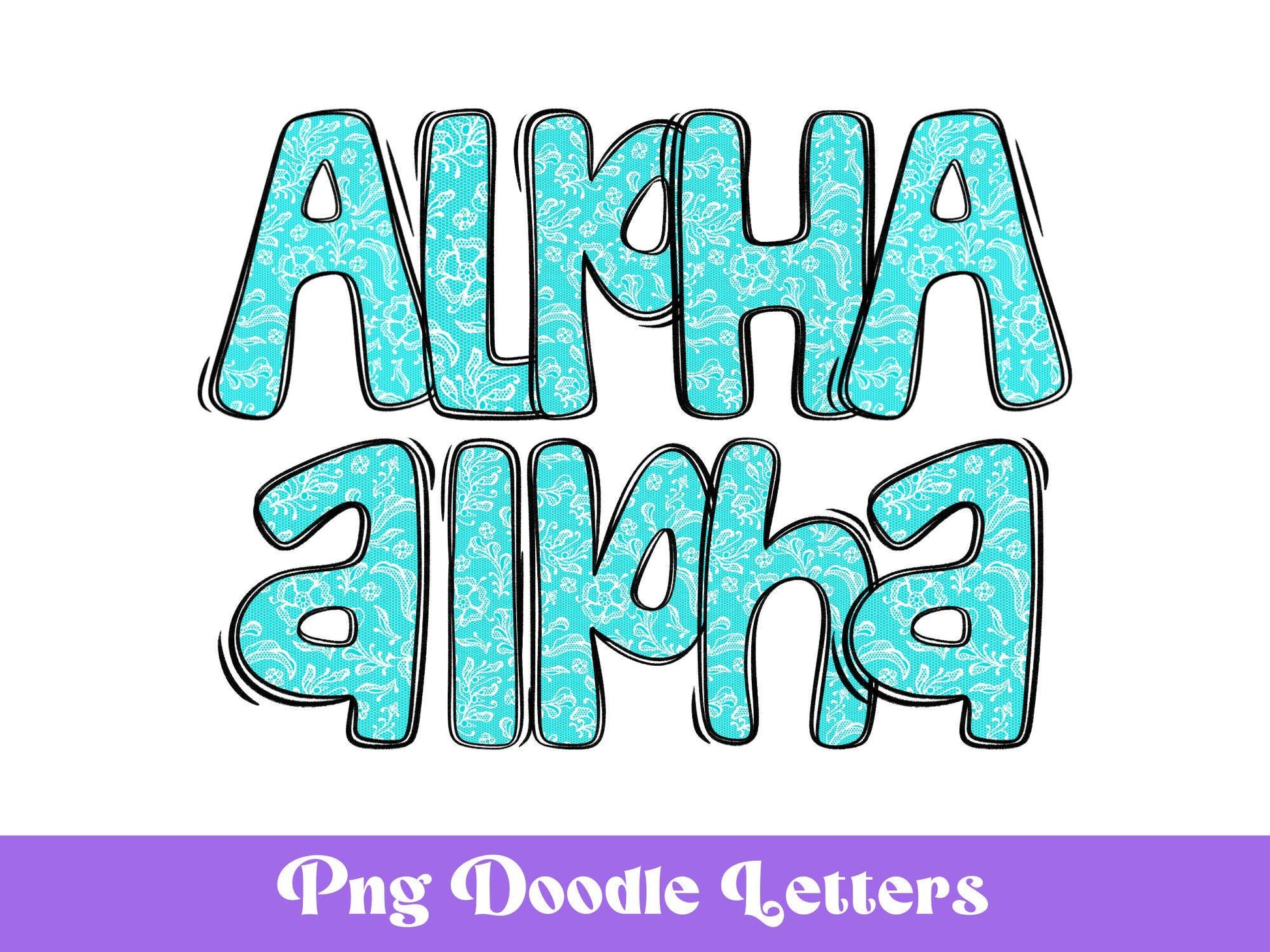 Lace Doodle Letter Set: Floral Alphabet Clipart (Digital File)