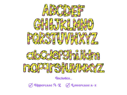 Floral Doodle Alphabet Clipart: Pastel Dalmatian Letters (PNG)