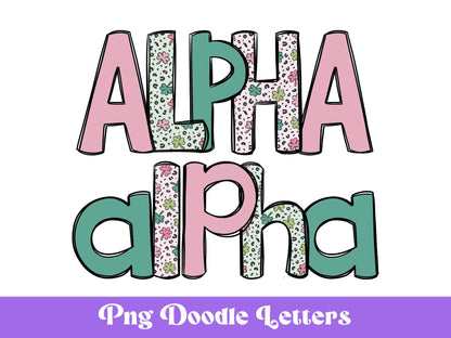 St. Patrick's Day Doodle Letters PNG: Clover Alphabet (Digital File)