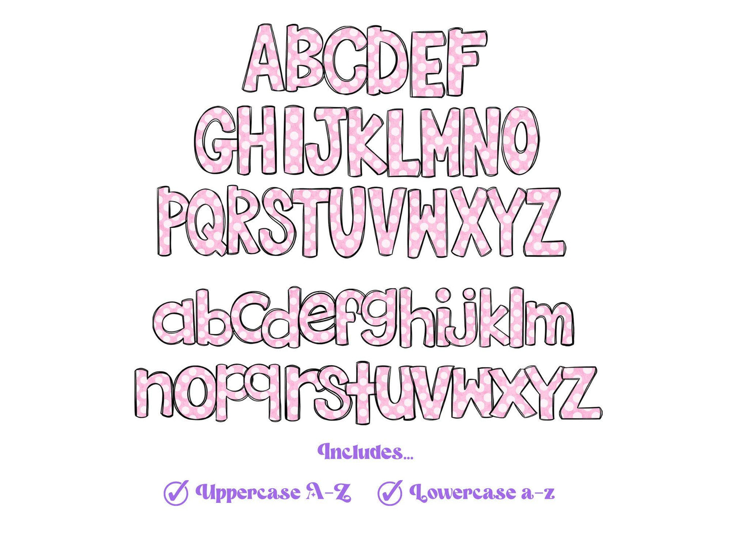 Floral Doodle Alphabet Clipart: Pastel Spring PNG Letters (Digital File)
