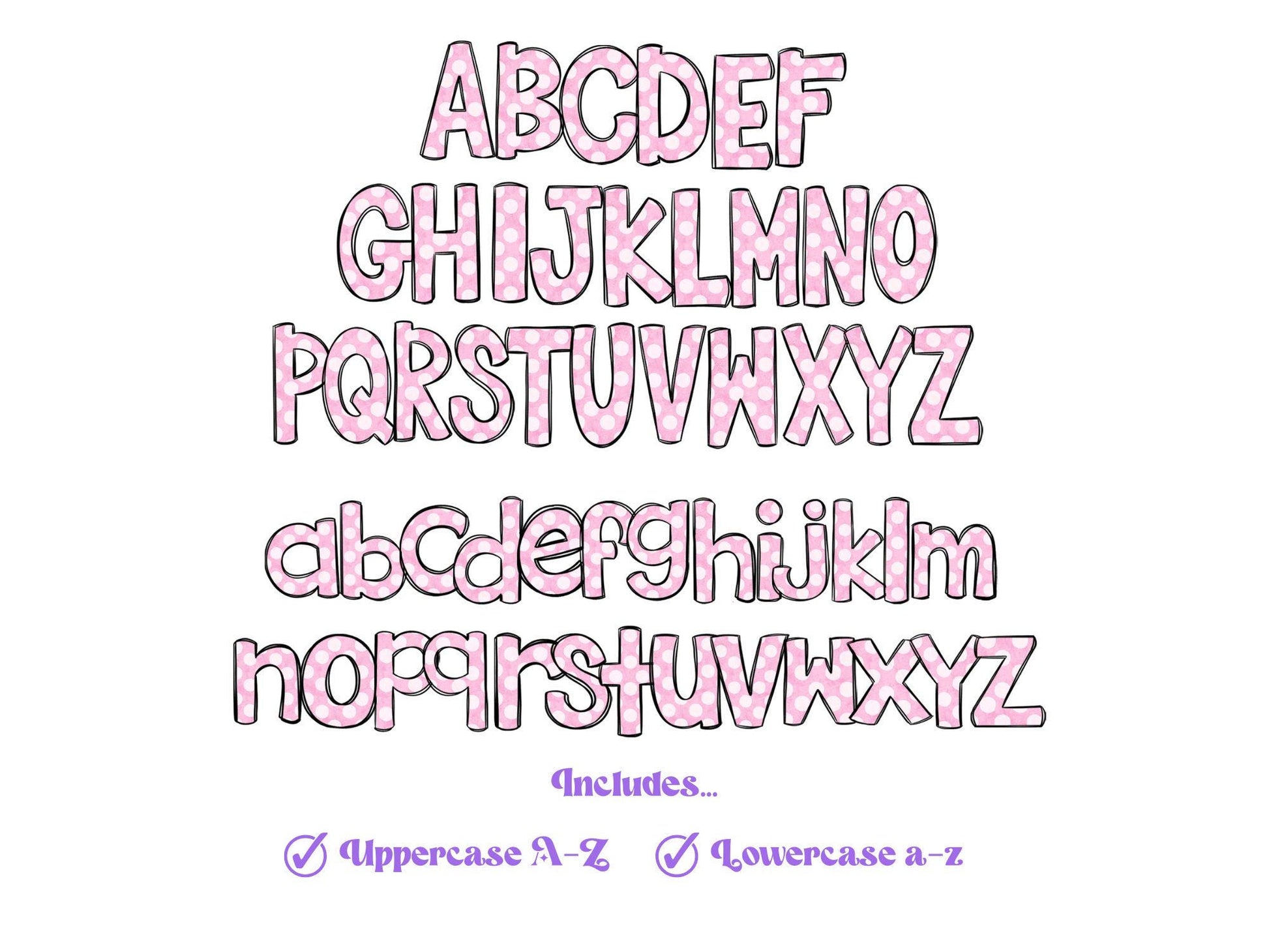 Floral Doodle Alphabet Clipart: Pastel Spring PNG Letters (Digital File)