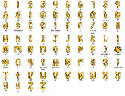 Softball Stitches Doodle Alphabet Clipart: PNG Design (Digital File)