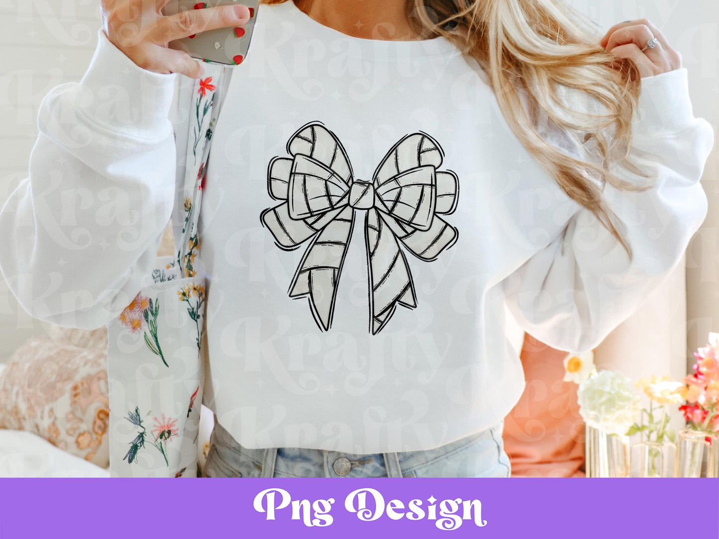 Coquette Volleyball Bow PNG: Hand Drawn Shirt Design (Digital File)