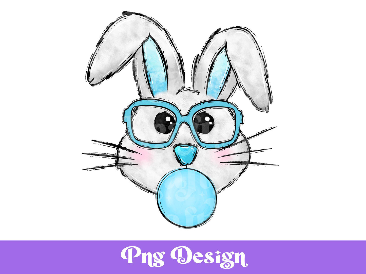 Retro Bunny Blowing Bubble PNG: Easter Shirt Design (Digital Download)