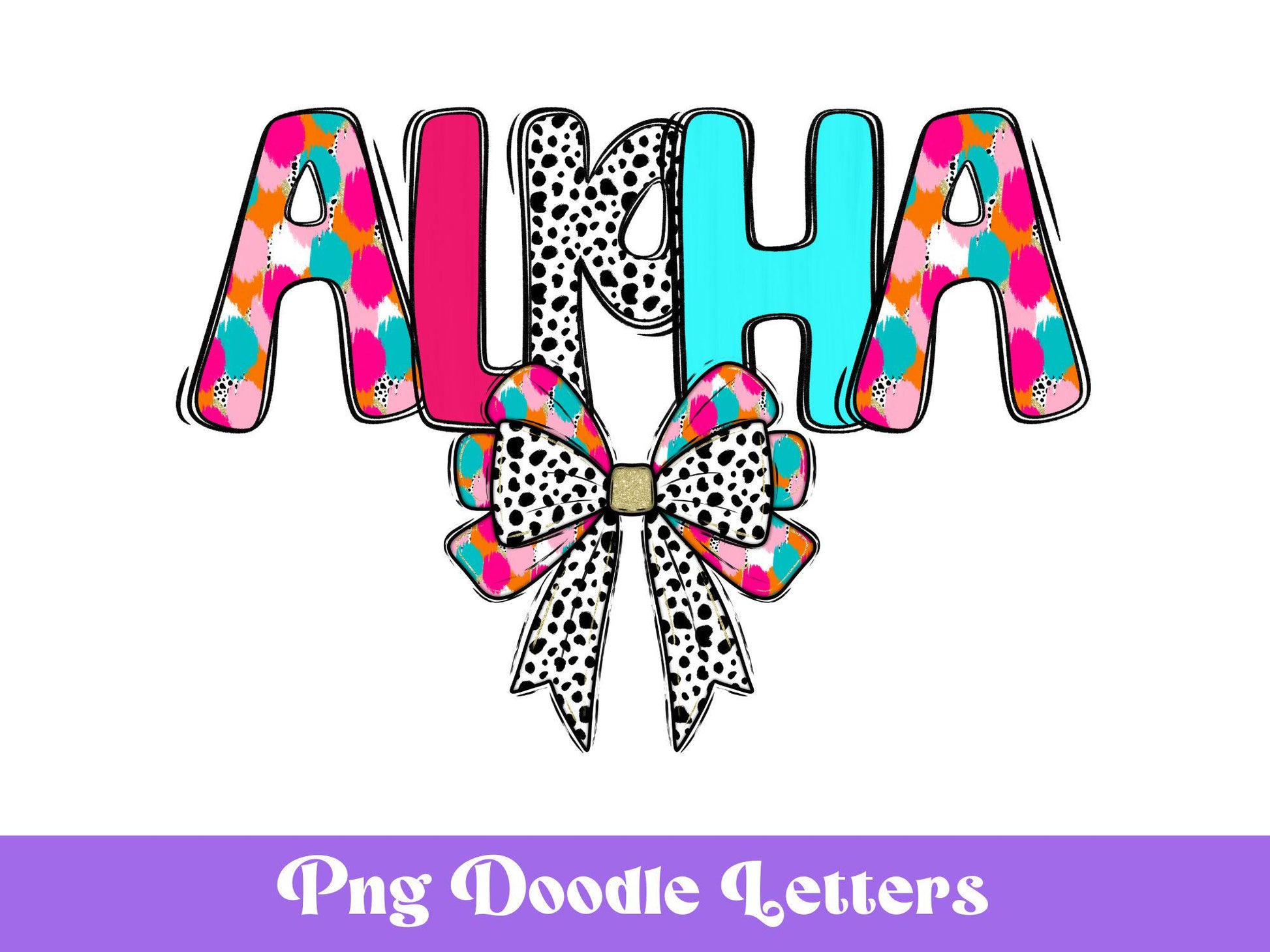 Glitter Brush Strokes Alphabet Clipart: Doodle Letter Set (Digital File)