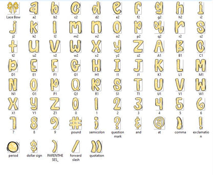Lace Doodle Letter Set: Bow Clipart, Digital Alphabet (PNG)