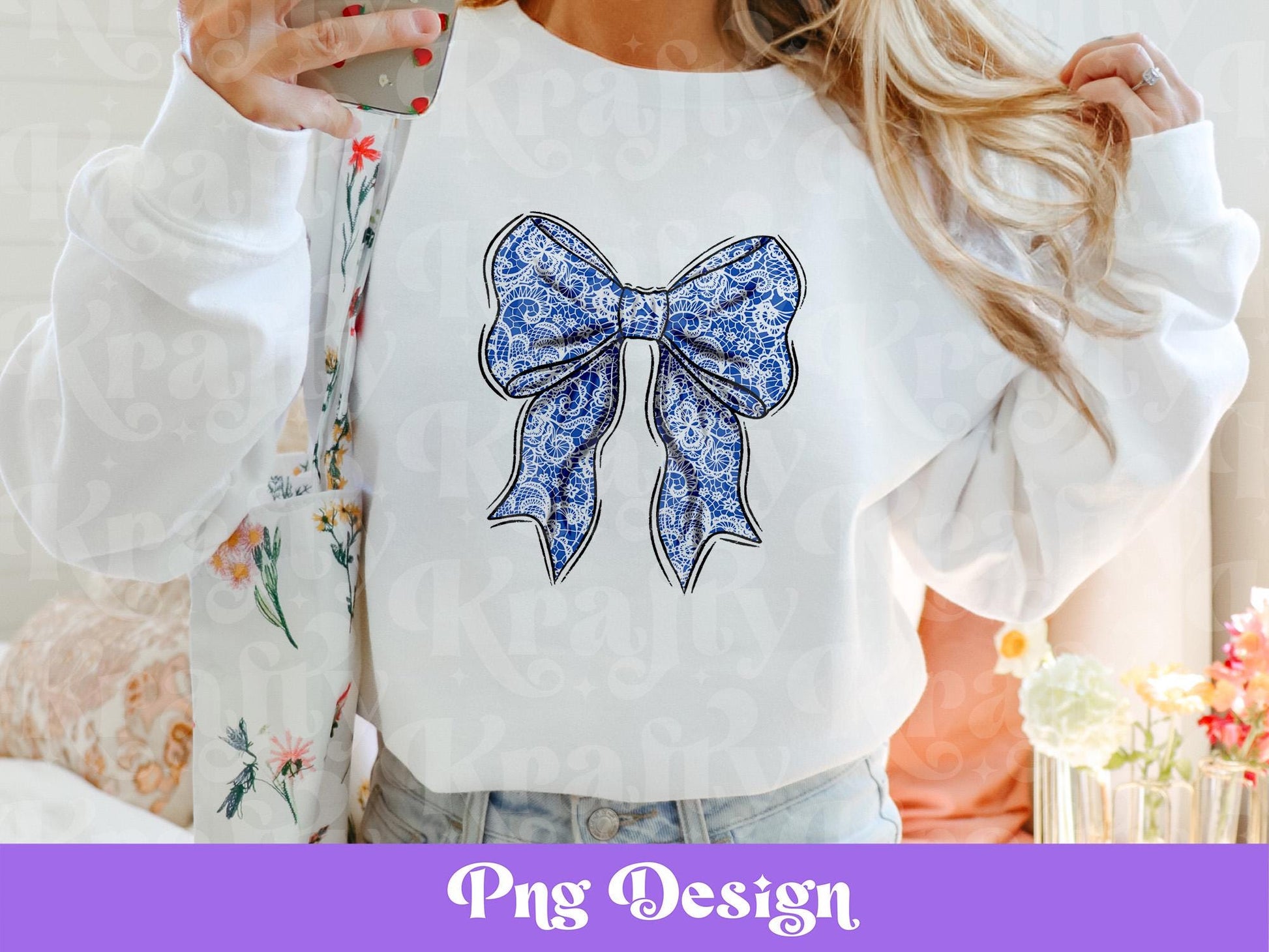 Floral Lace Bow PNG: Coquette Shirt Design (Digital File)