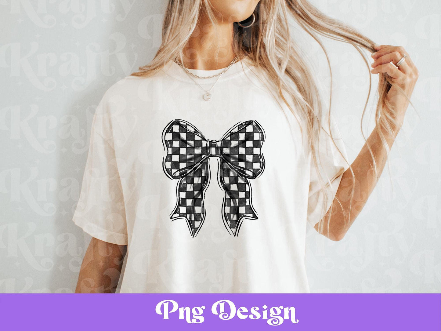 Hand Drawn Checkered Coquette Bow PNG, Shirt Design, Sublimation, Mothers Day, Spring, Summer, Varsity