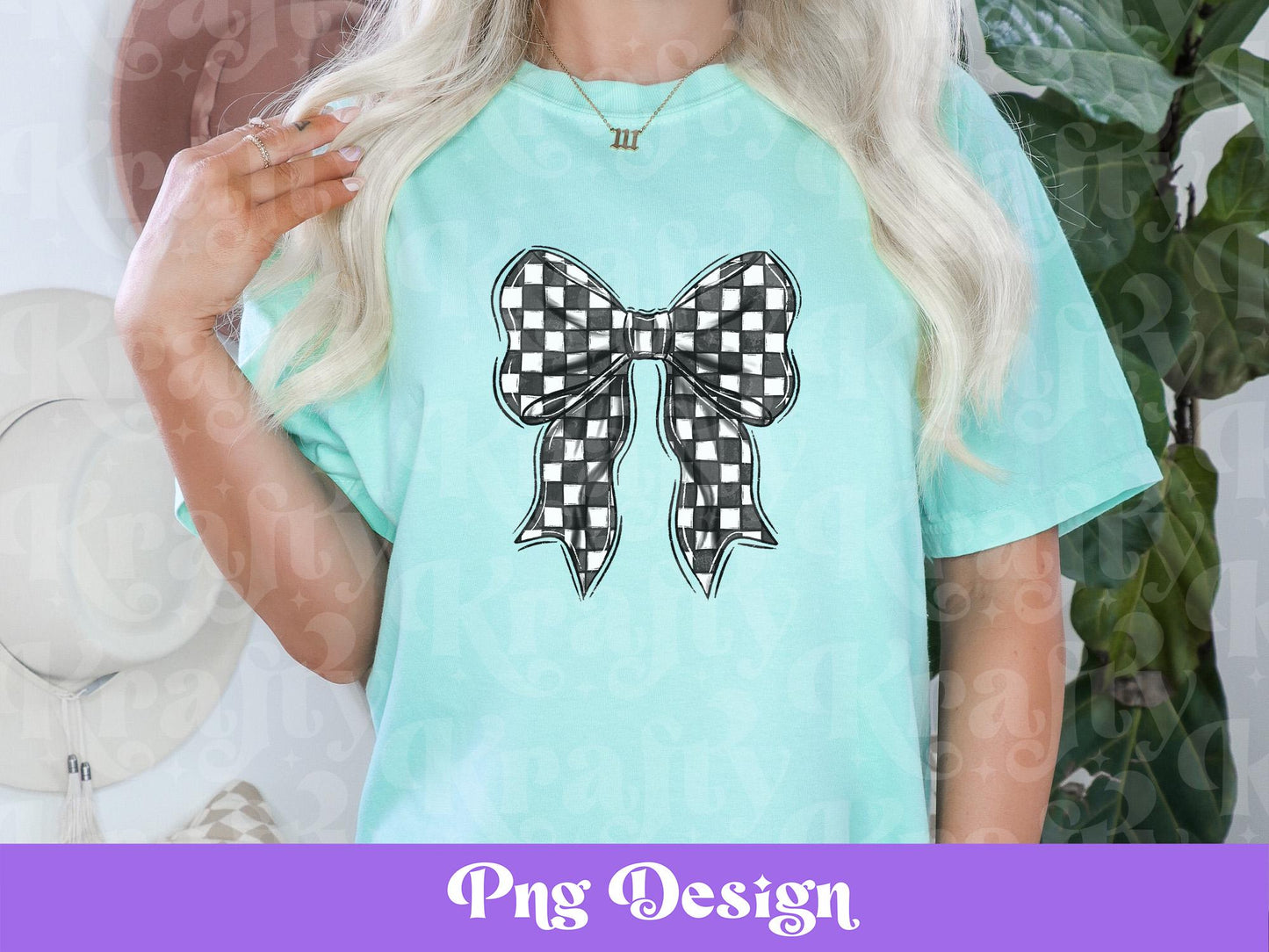 Hand Drawn Checkered Coquette Bow PNG, Shirt Design, Sublimation, Mothers Day, Spring, Summer, Varsity