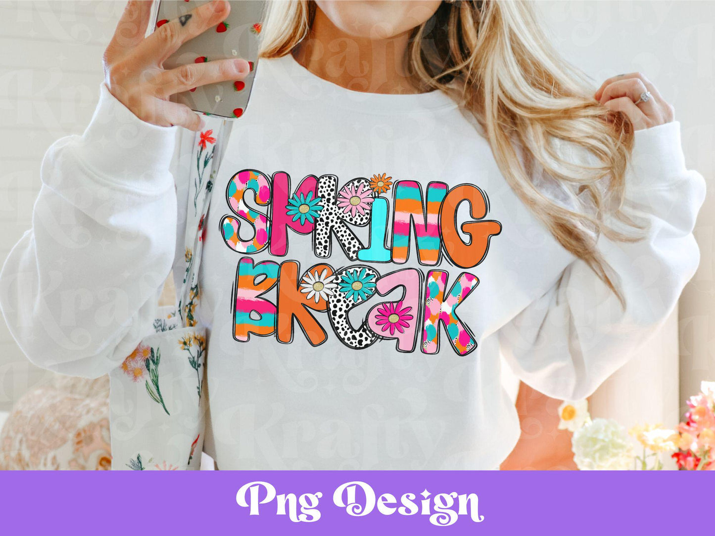 Preppy Spring Break Design: Floral Stripes PNG (Digital File)
