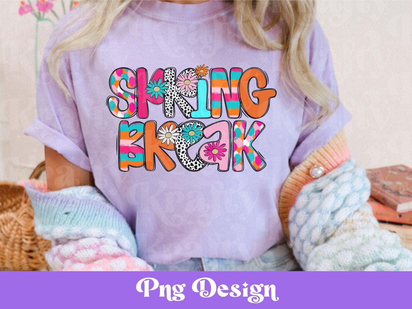Preppy Spring Break Design: Floral Stripes PNG (Digital File)
