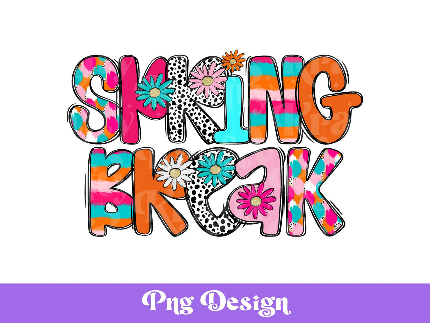 Preppy Spring Break Design: Floral Stripes PNG (Digital File)