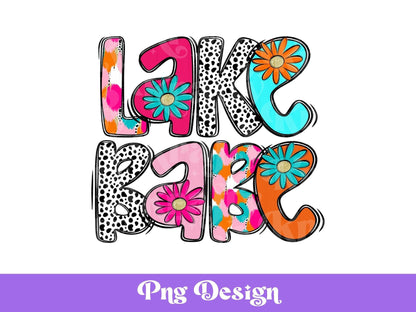 Preppy Lake Babe PNG Design: Floral Retro Sublimation (Digital File)