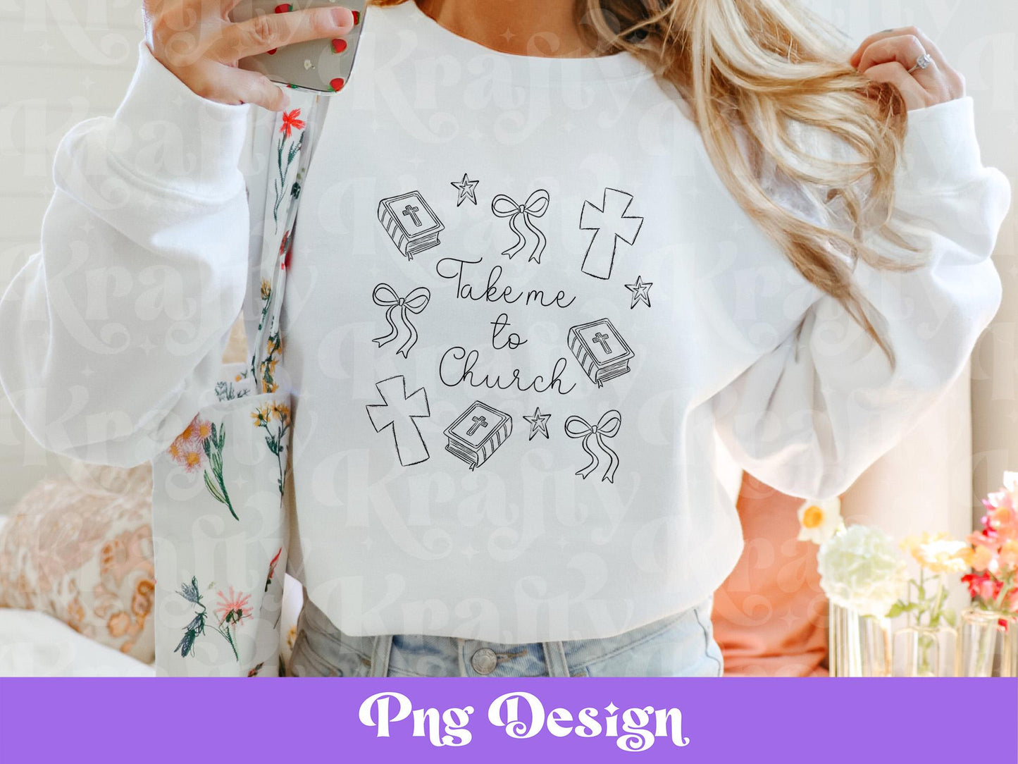 Take Me to Church Doodle: Christian Sublimation Design (PNG)