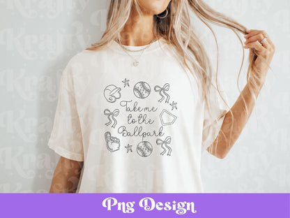 Baseball Game Day Png: Preppy Doodle Design (Digital File)