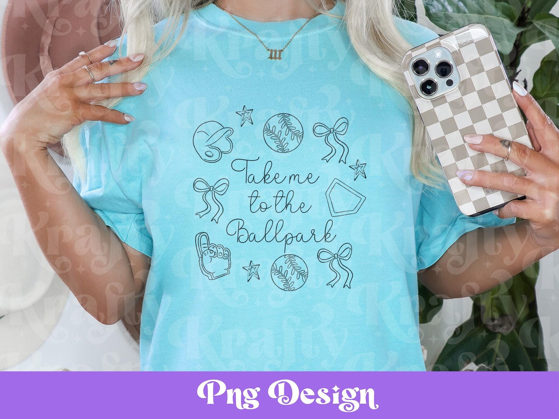 Baseball Game Day Png: Preppy Doodle Design (Digital File)