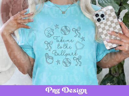 Baseball Game Day Png: Preppy Doodle Design (Digital File)
