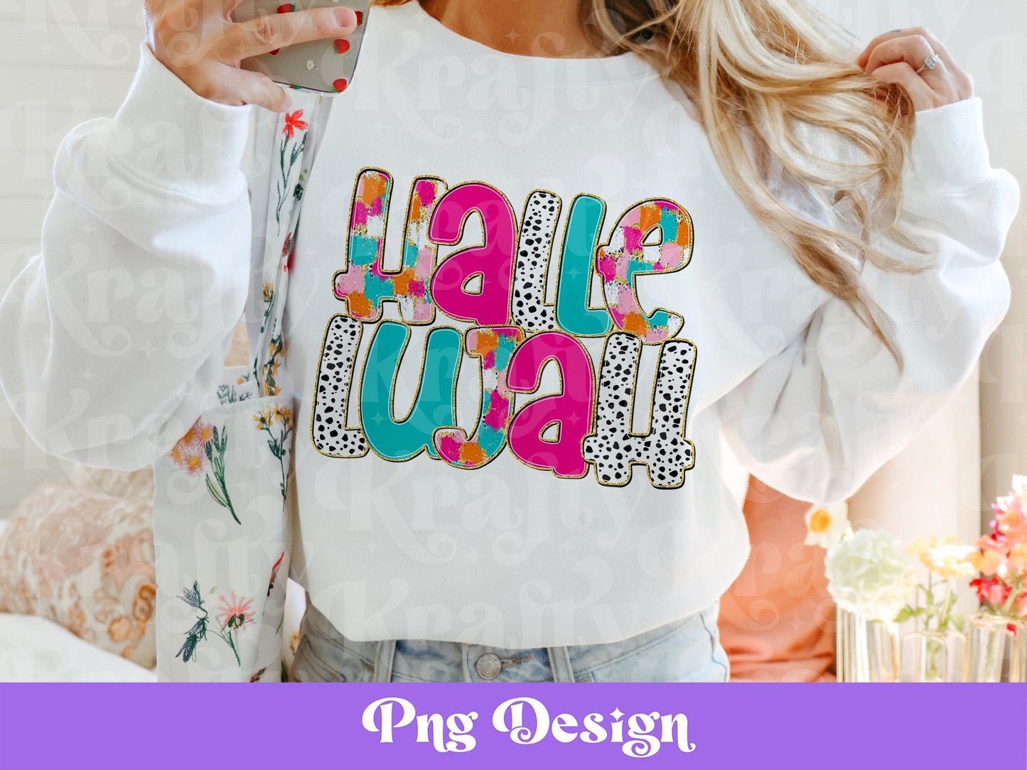 Hallelujah PNG Design: Colorful Paint Stroke Sublimation (Digital File)