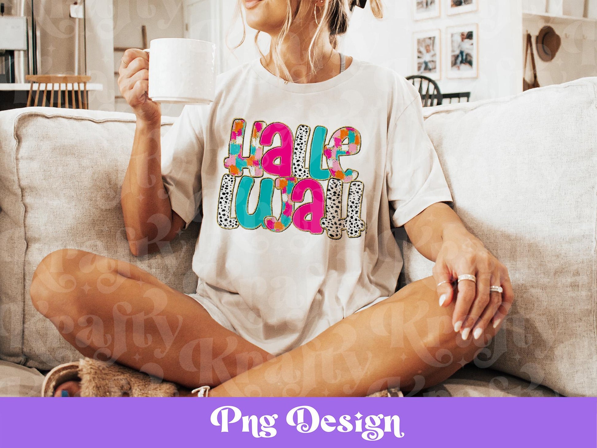 Hallelujah PNG Design: Colorful Paint Stroke Sublimation (Digital File)