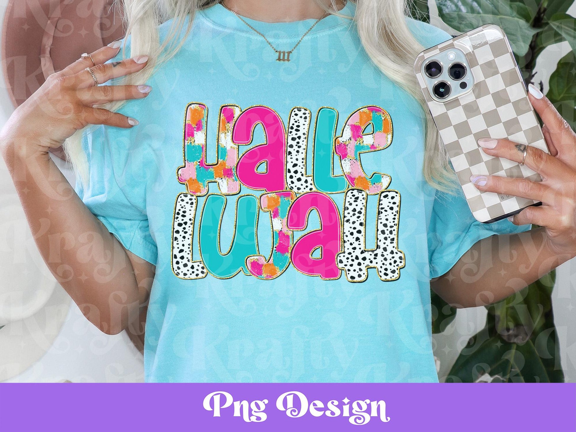 Hallelujah PNG Design: Colorful Paint Stroke Sublimation (Digital File)
