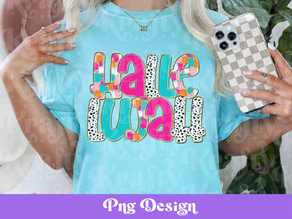 Hallelujah PNG Design: Colorful Paint Stroke Sublimation (Digital File)