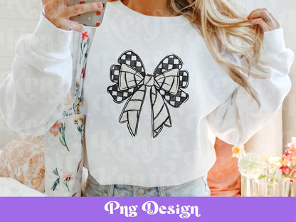 Checkered Volleyball Bow PNG: Coquette Shirt Design (Digital File)