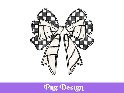Checkered Volleyball Bow PNG: Coquette Shirt Design (Digital File)