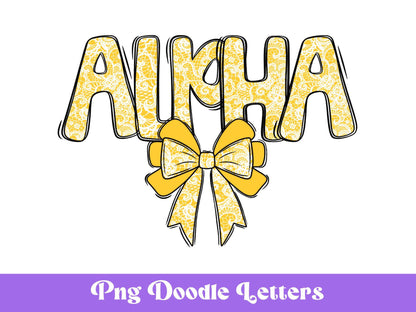 Lace Doodle Letter Set: Bow Clipart, Digital Alphabet (PNG)