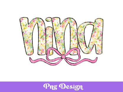 Nina PNG Design, Hand Drawn, Hand Lettered, Summer, Spring, Preppy Watercolor Floral