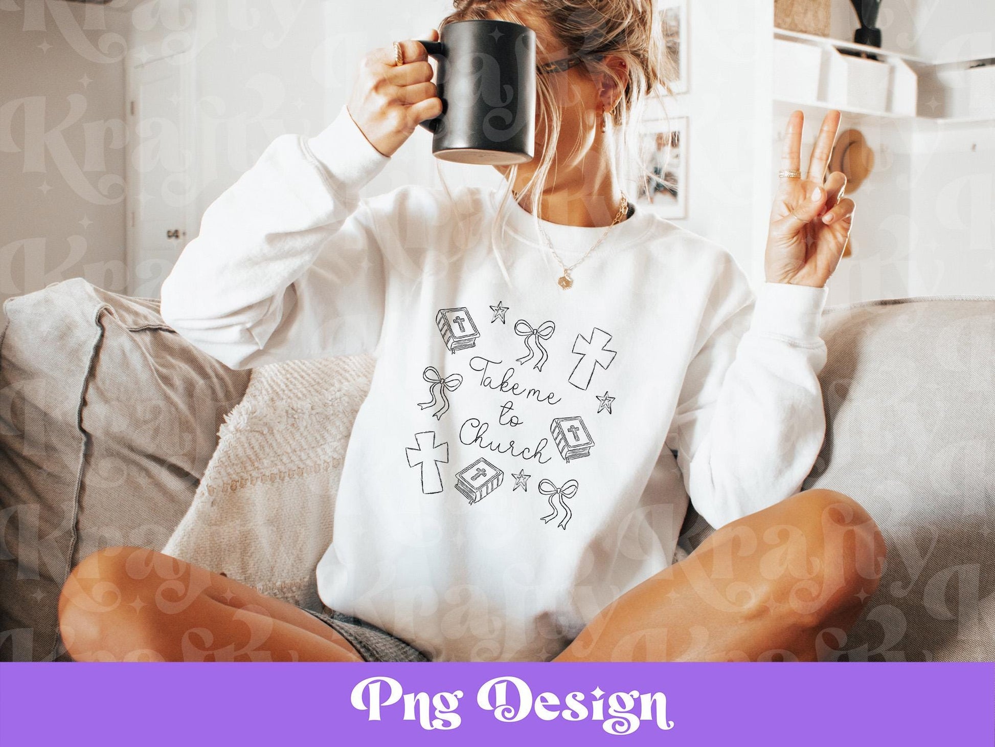 Take Me to Church Doodle: Christian Sublimation Design (PNG)