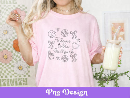 Baseball Game Day Png: Preppy Doodle Design (Digital File)