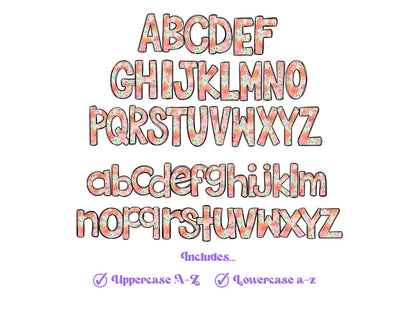 Floral Doodle Alphabet Clipart: Watercolor Letter Set (Digital File)