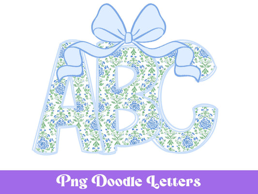 Floral Doodle Alphabet Clipart: Watercolor Letter Set (Digital File)
