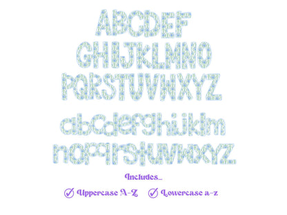 Floral Doodle Alphabet Clipart: Watercolor Letter Set (Digital File)