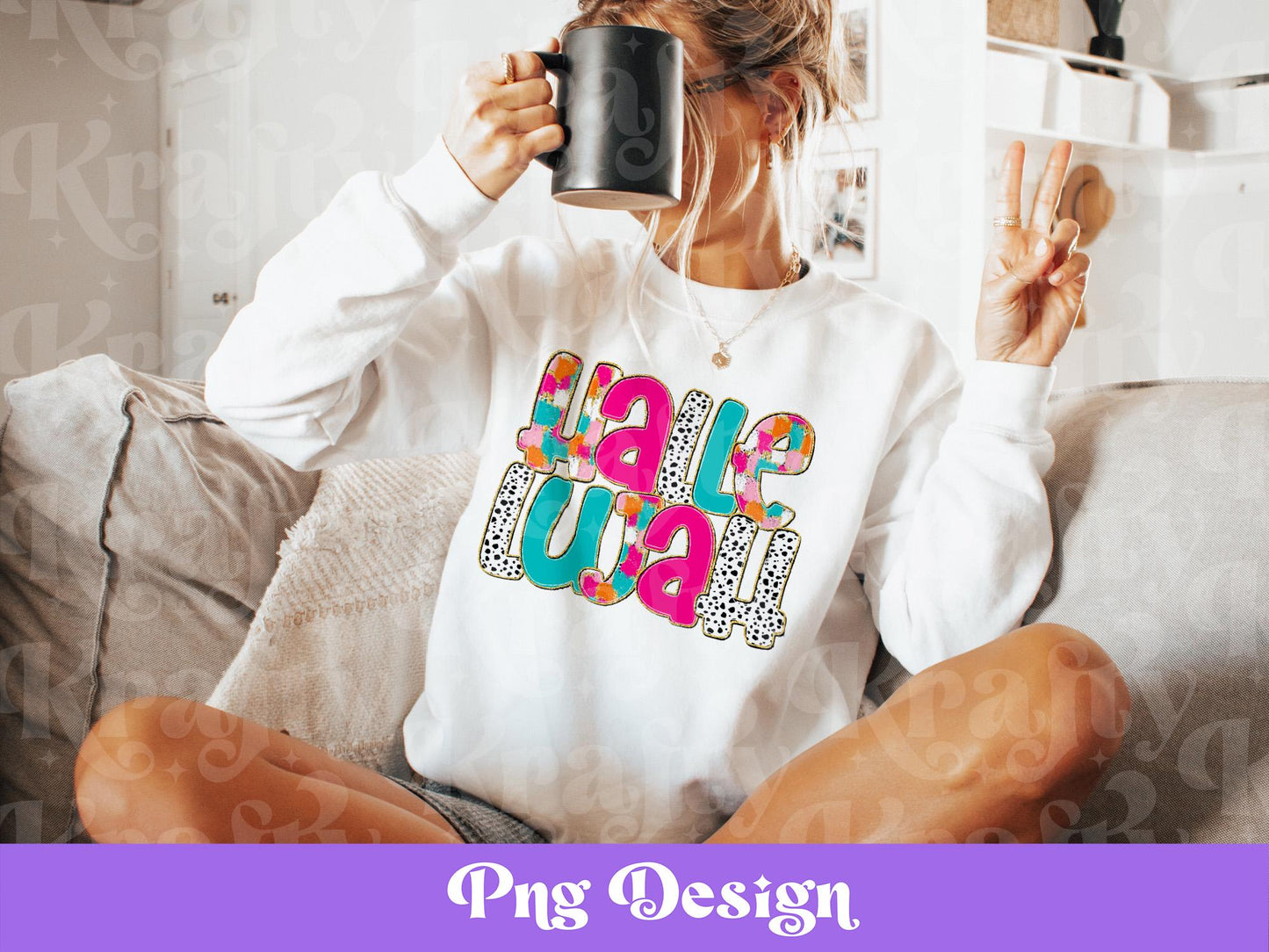 Hallelujah PNG Design: Colorful Paint Stroke Sublimation (Digital File)