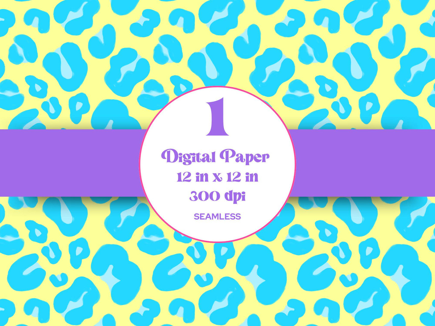 Summer Cheetah Seamless Pattern, Animal Print, Instant Download, Leopard, Hand Drawn