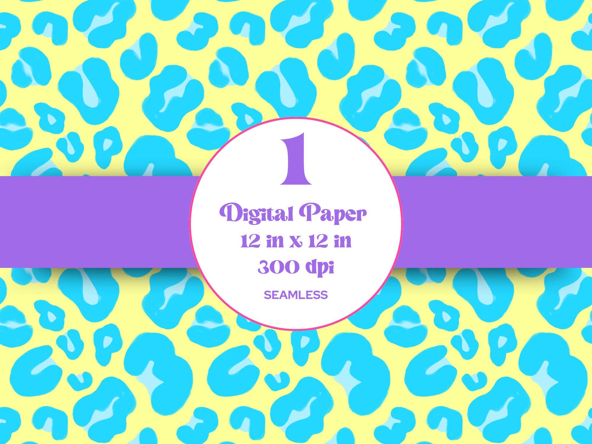 Summer Cheetah Seamless Pattern, Animal Print, Instant Download, Leopard, Hand Drawn