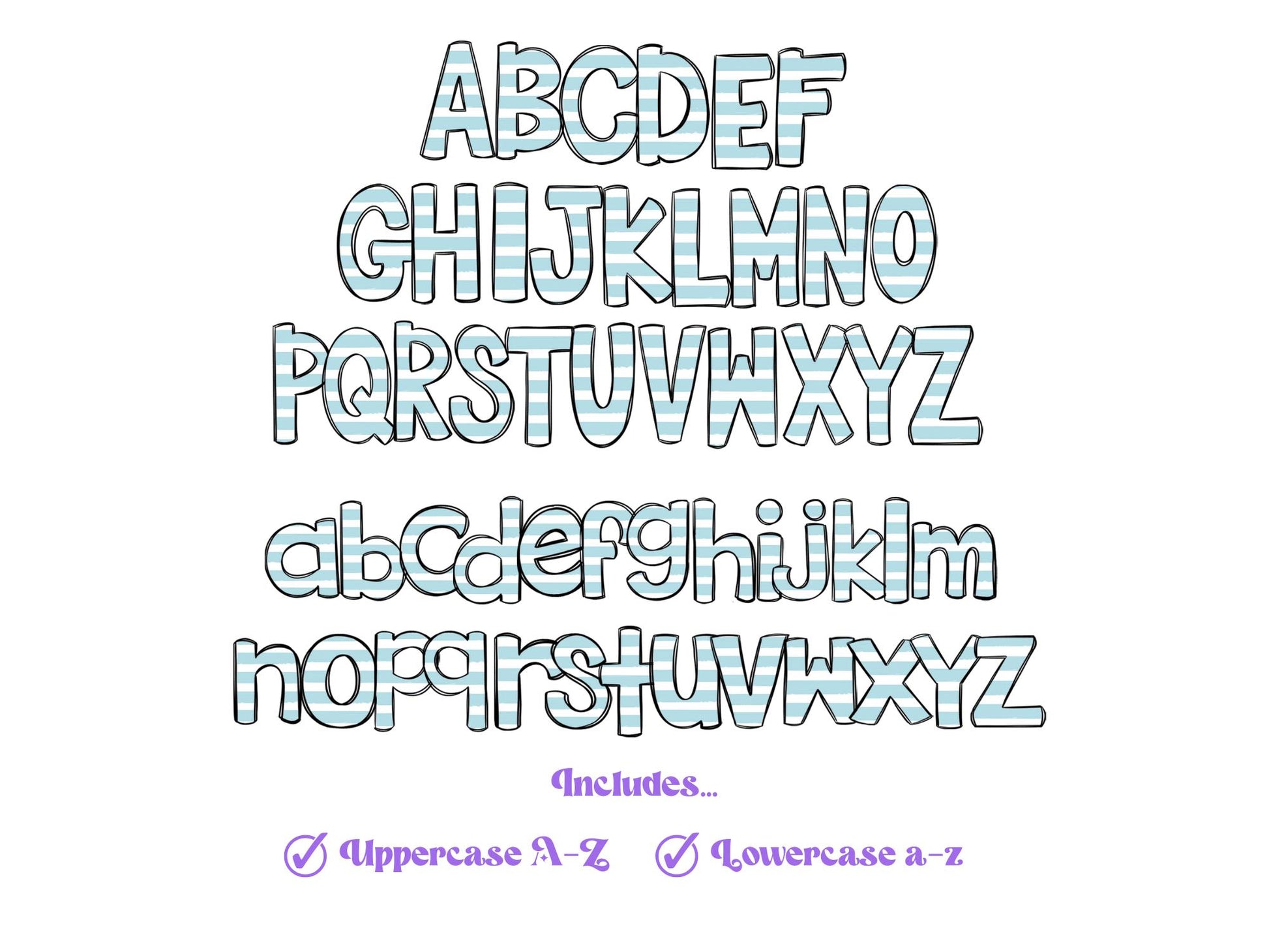 Striped Doodle Alphabet Clipart, Sublimation Letter Set, Hand Drawn, Digital Alphabet, Summer Spring