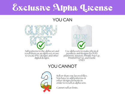 Preppy Ruffle Alphabet Sublimation Letters: Commercial Use Alpha Sets