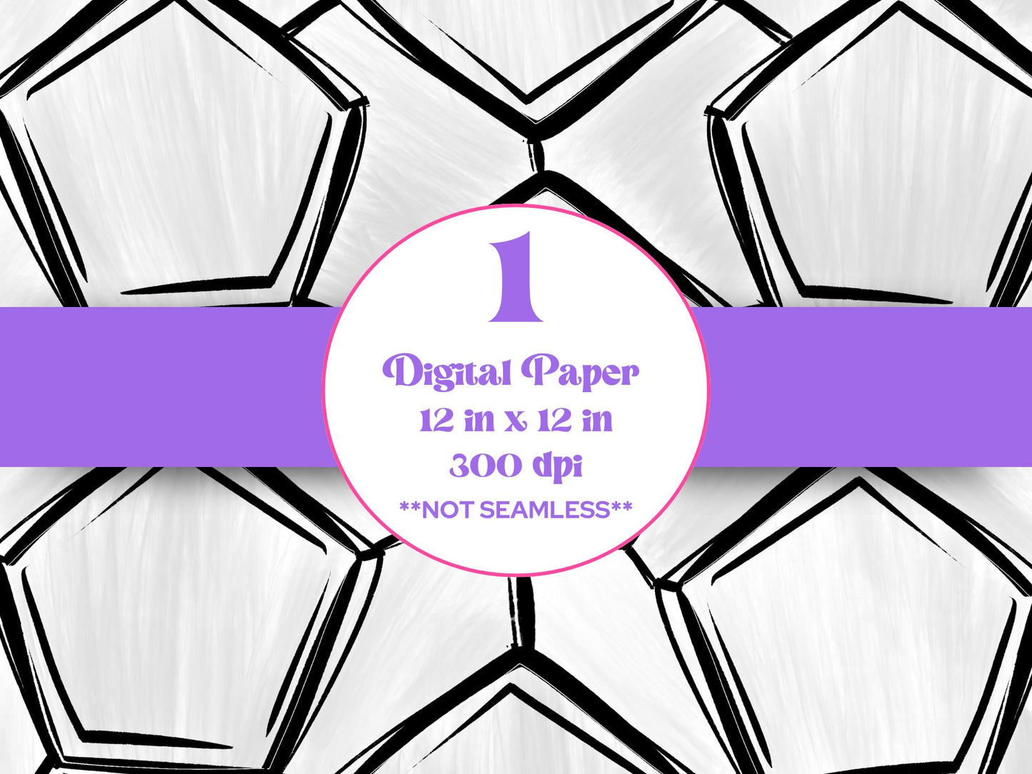 Hand Drawn Soccer Ball Digital Paper: Brush Stroke Pattern (Digital Download)