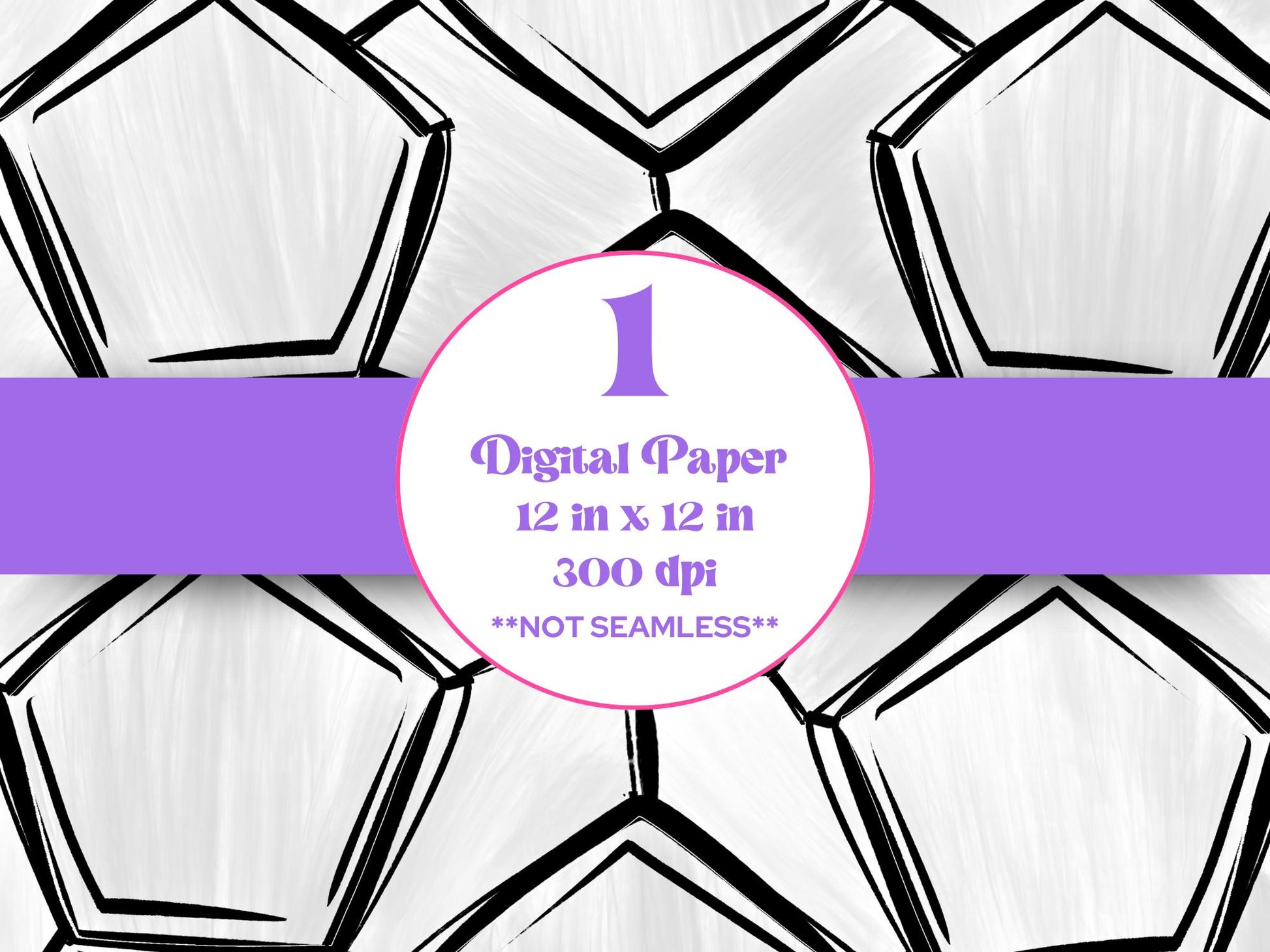 Hand Drawn Soccer Ball Digital Paper: Brush Stroke Pattern (Digital Download)