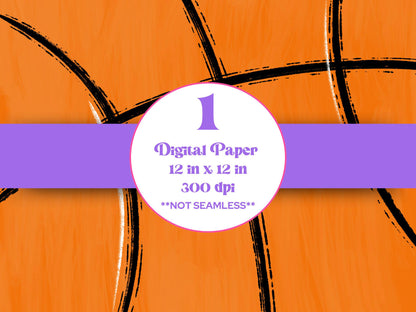 Hand Drawn Basketball Digital Paper: Brush Strokes (Instant Download)